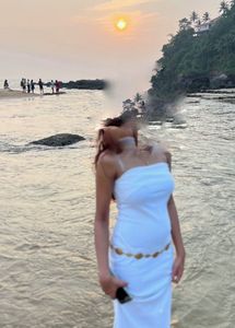 BERSHKA WHITE TUBE MAXI DRESS