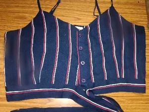 Striped Crop Top with Tie