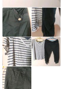 Women's Striped Top & Cargo Capri Set