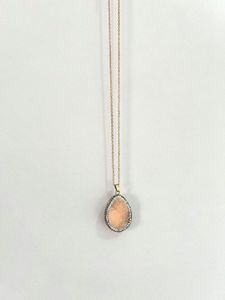 Peach Druzy Pendant Necklace