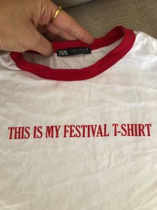 Brand New Zara Cotton Crop Slogan T-shirt