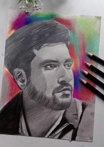 Pencil Portrait with Colorful Background