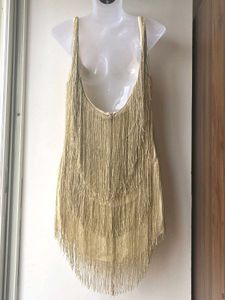 Gold Fringe Party Dress