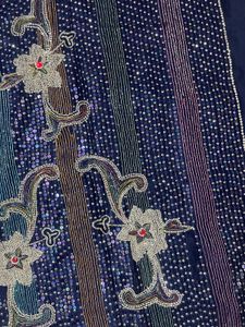 Navy Blue Sequins Heavy Saree