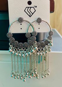 Silver Tone Floral Drop Earrings