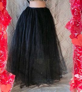 Black Elegant Net Lehenga Skirt And Chunni