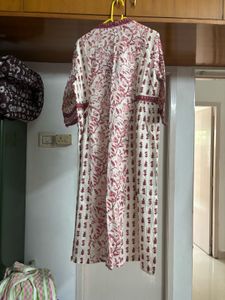 “Kalini” Floral Yoke Cotton Kurta 3piece Set