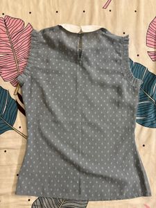 Chic Grey Polka Dot Top