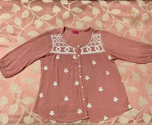 Dusty Rose Embroidered Blouse