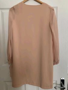 🥳New Zara Beige Pink Dress with Ruffle