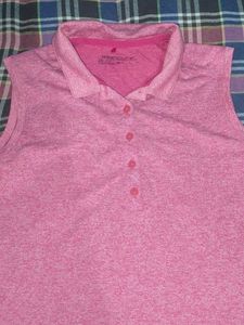 Pink Sleeveless Polo Top