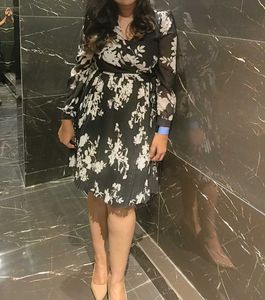 Harpa Black A-line Wrap Dress