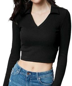 Black Ribbed Crop Top