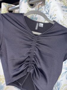 Black Ruched Crop Top