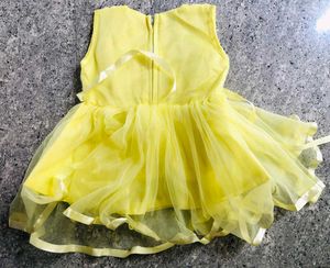 Yellow Tulle Dress with Sequin Waist
