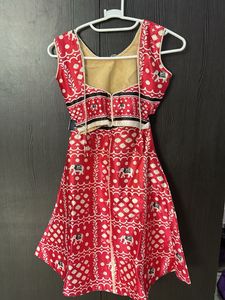 Red &amp; White Printed Dress