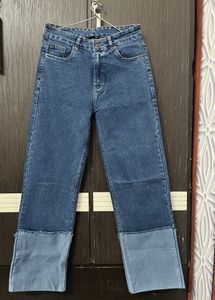 Two-Tone Wide Leg Jeans