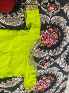 Lime Green Embellished Kurti