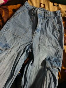 Light Wash Denim Cargo Pants