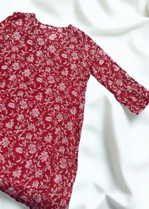 Red Floral Kurta Set ( XL Size)