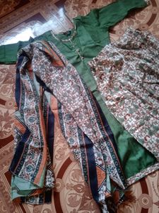 Green Printed Kurta Set