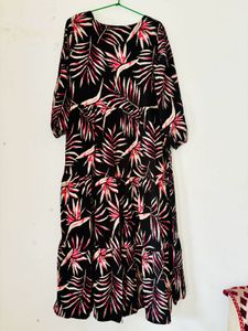Black Leaf Pattern Anarkali Top🍀