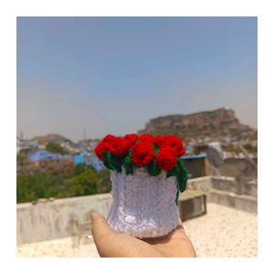 Crochet Rose Bouquet Pouch