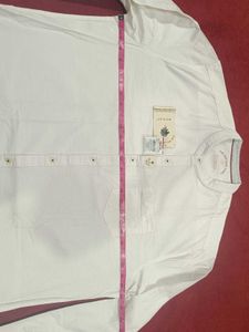 White Band Collar Long Sleeve Shirt
