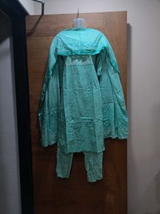 🩵Aqua Blue Printed Cotton Suit Set with Dupatta🩵