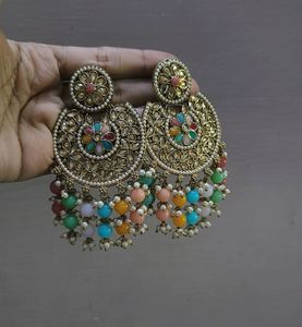 Elegant Ethnic Multicolour Pearl Earrings