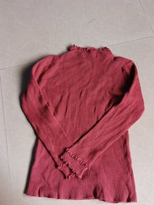 Rust Ruffle Trim Knit Top