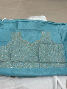 Teal saree Material