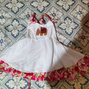 Cute White Dress with Elephant