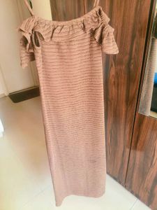 Brown Off-Shoulder Bodycon Dress