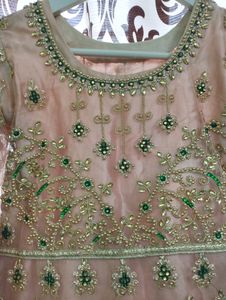 Bridal Designer Heavy Work Tail Cut Frock With Vel