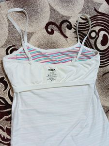 MAX Attached Bra Spaghetti Top-Multicolour- New