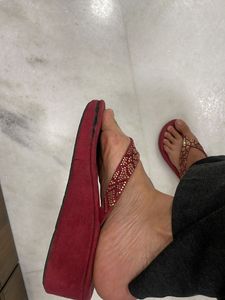 Golden Swaroski Detail, Red  Platform Heels