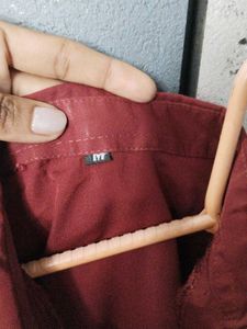 Burgundy 3/4 Sleeve Formal Shirt