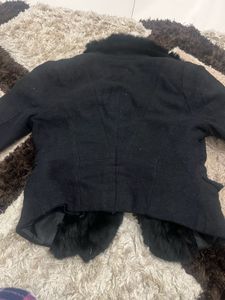 Black Faux Fur crop blazer