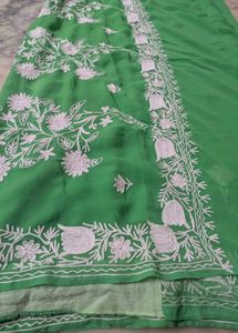 embroidery design pure georgette saree