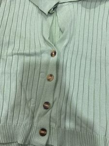 Cute Green Button-Up Top