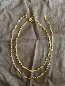 Set Of 2 Gold Link Necklace