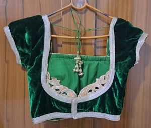 Preloved Padded Green Velvet Blouse