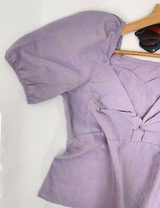 Lavender Korean Puff Sleeve Top