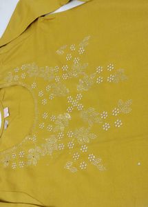 New Mustard Embellished Kurti (Unused)