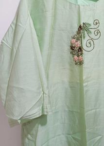Light Green Hand Embroidered Kurti With Palazzo