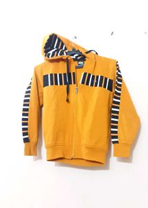 Cozy Mustard Yellow Striped Hoodie