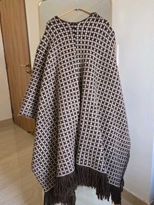 ZARA Limited Edition Houndstooth Fringe Poncho