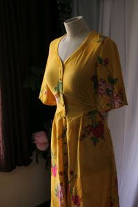 Pantaloons Floral Yellow Maxi Dress With Pockets
