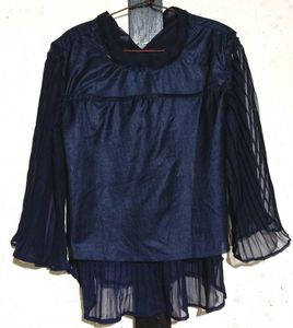 Navy Blue Pleated Top